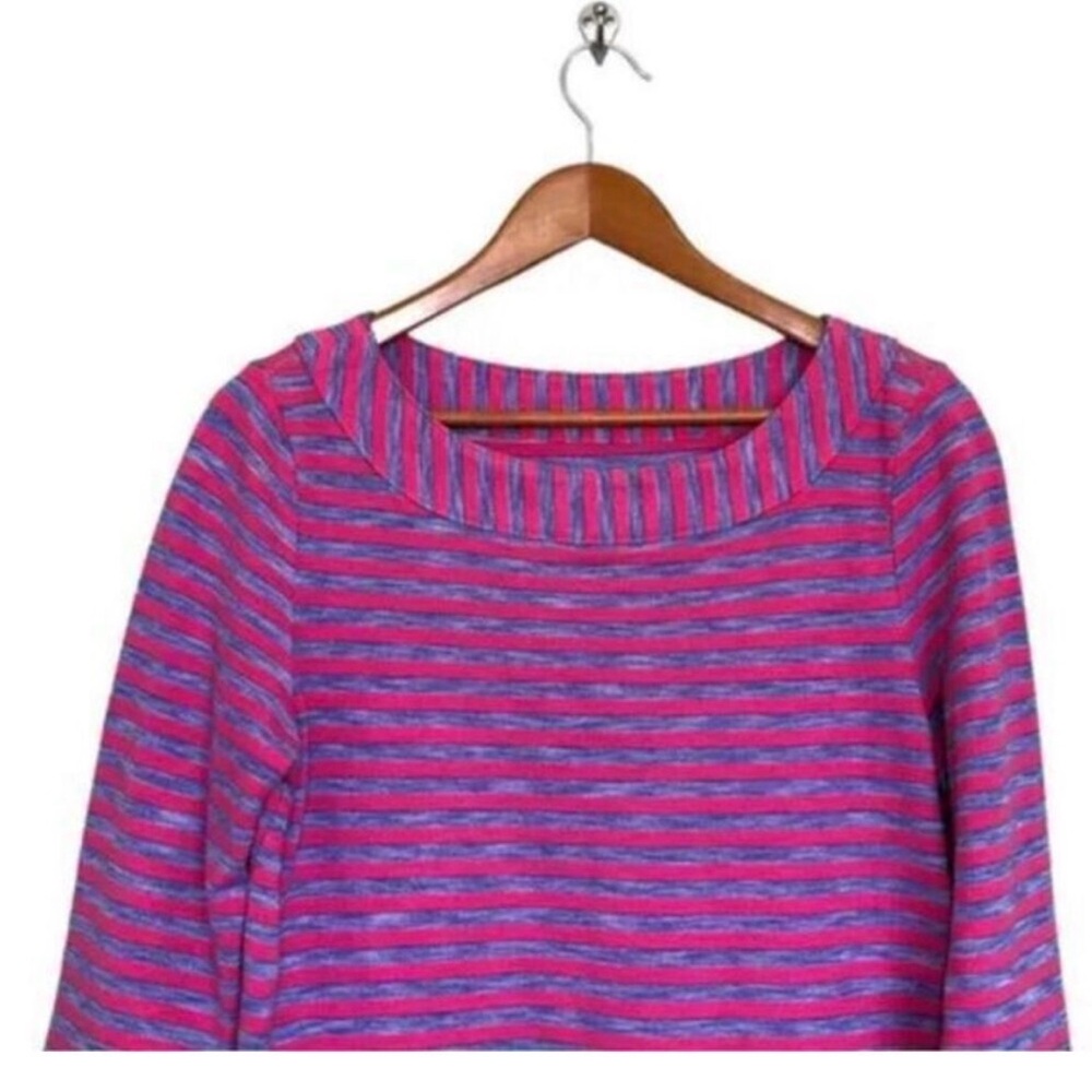 Talbots Crew Neck Textured Bright pink and heather blue top‎